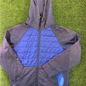 Reebok Men's Quilted Panel Hooded Puffer Jacket - Blue & Gray